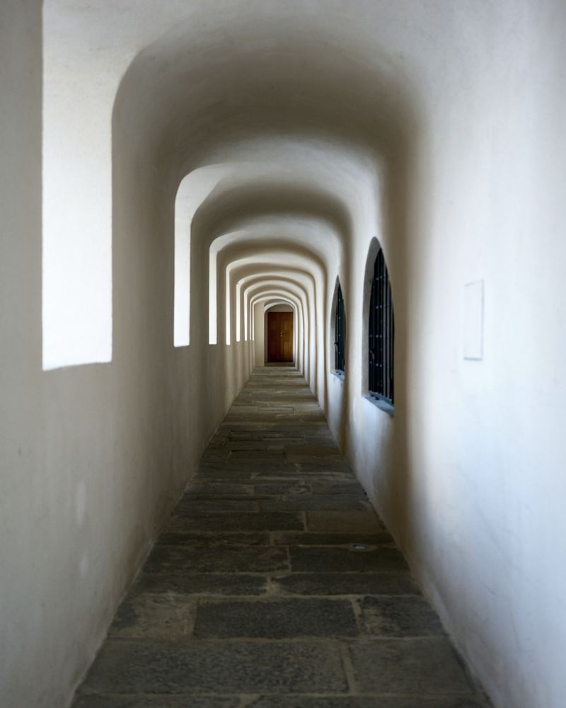 A quiet stone corridor